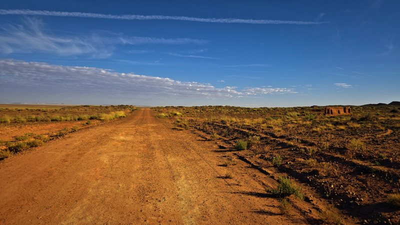 Graded dirt road heading north